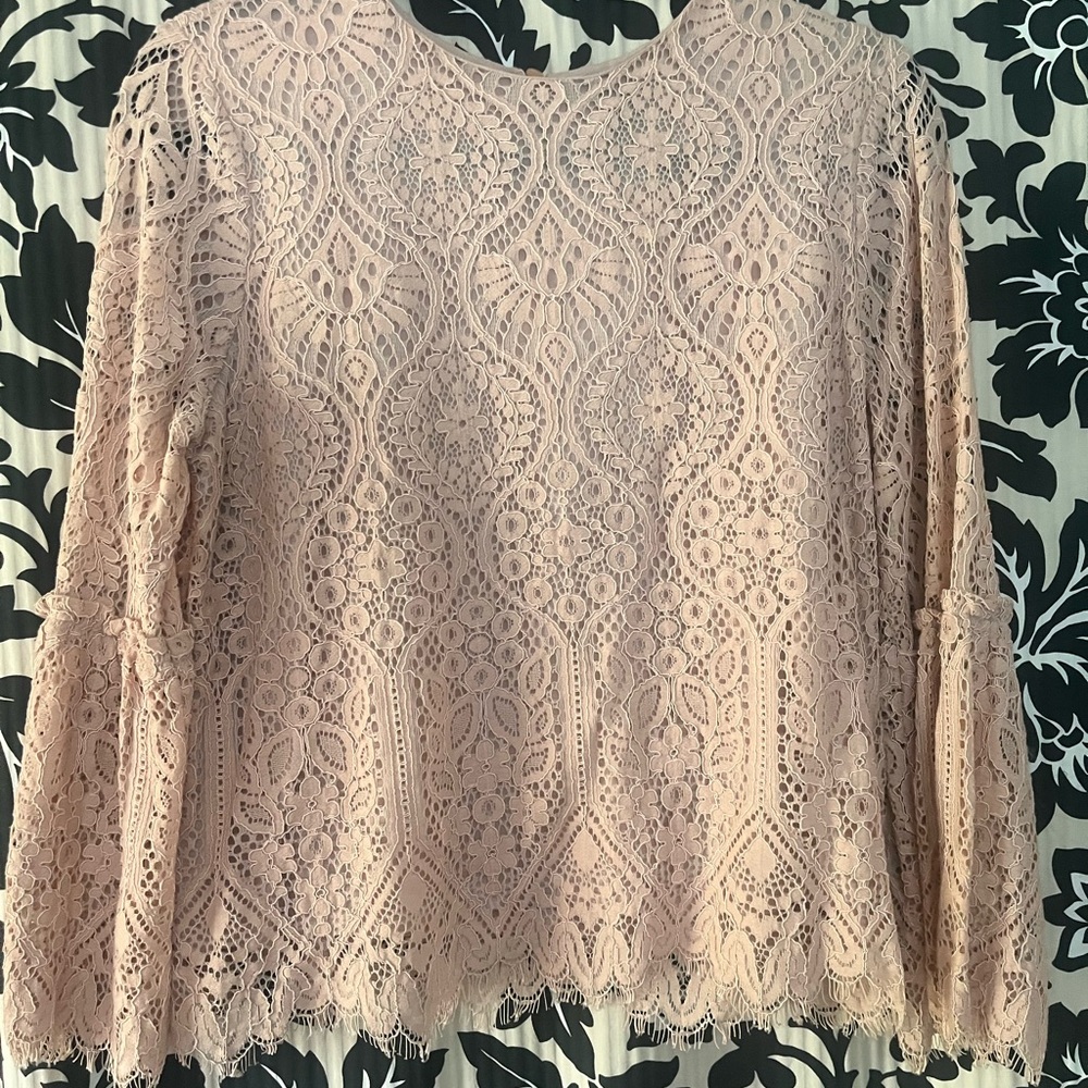Worthington Dusty Pink Lace Blouse